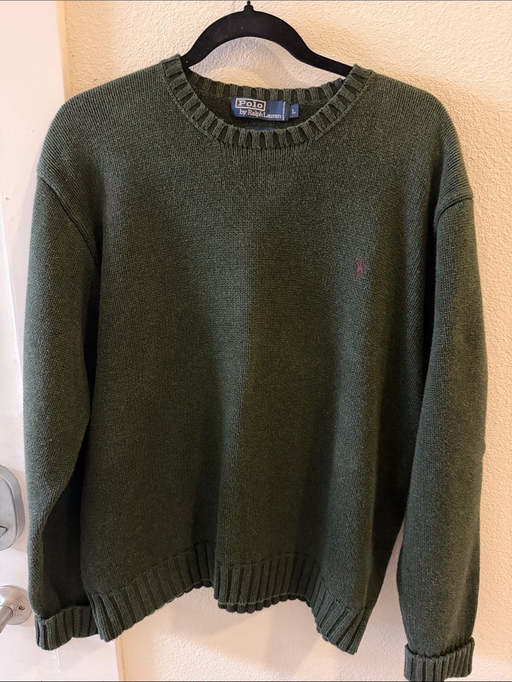 Vintage Polo by Ralph Lauren Green Cotton Crewneck Sweater Men’s L